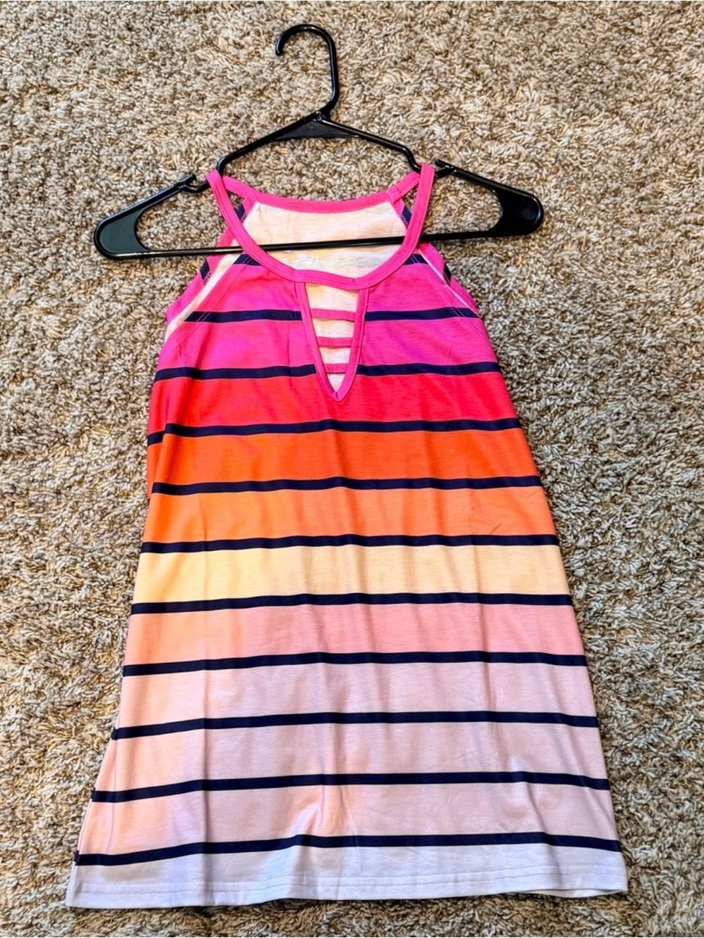 Striped Pink to light Purple Gradient Tank Top - Picture 3 of 3